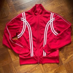 Red 2 strip track jacket size L but fits like a small